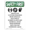 Signmission OSHA SAFETY FIRST Sign, Protective Clothing W/ Symbol, 18in X 12in Decal, 12" W, 18" H, Portrait OS-SF-D-1218-V-11216 - alternate 1